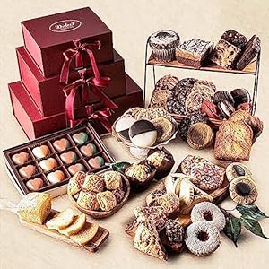 Dulcet 4-Tier Chocolate Gift Basket – Gourmet Tower for Christmas, Valentine’s Day, Get Well Soon – Deluxe Snack Tower with Cookies, Candies, Pies