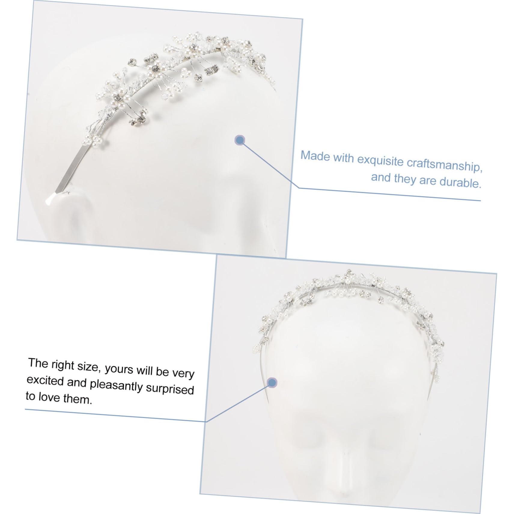 VICASKY 5 Pezzi Cerchietto per con e Fascia per Accessorio Sposa Versatile e per Feste e Matrimoni