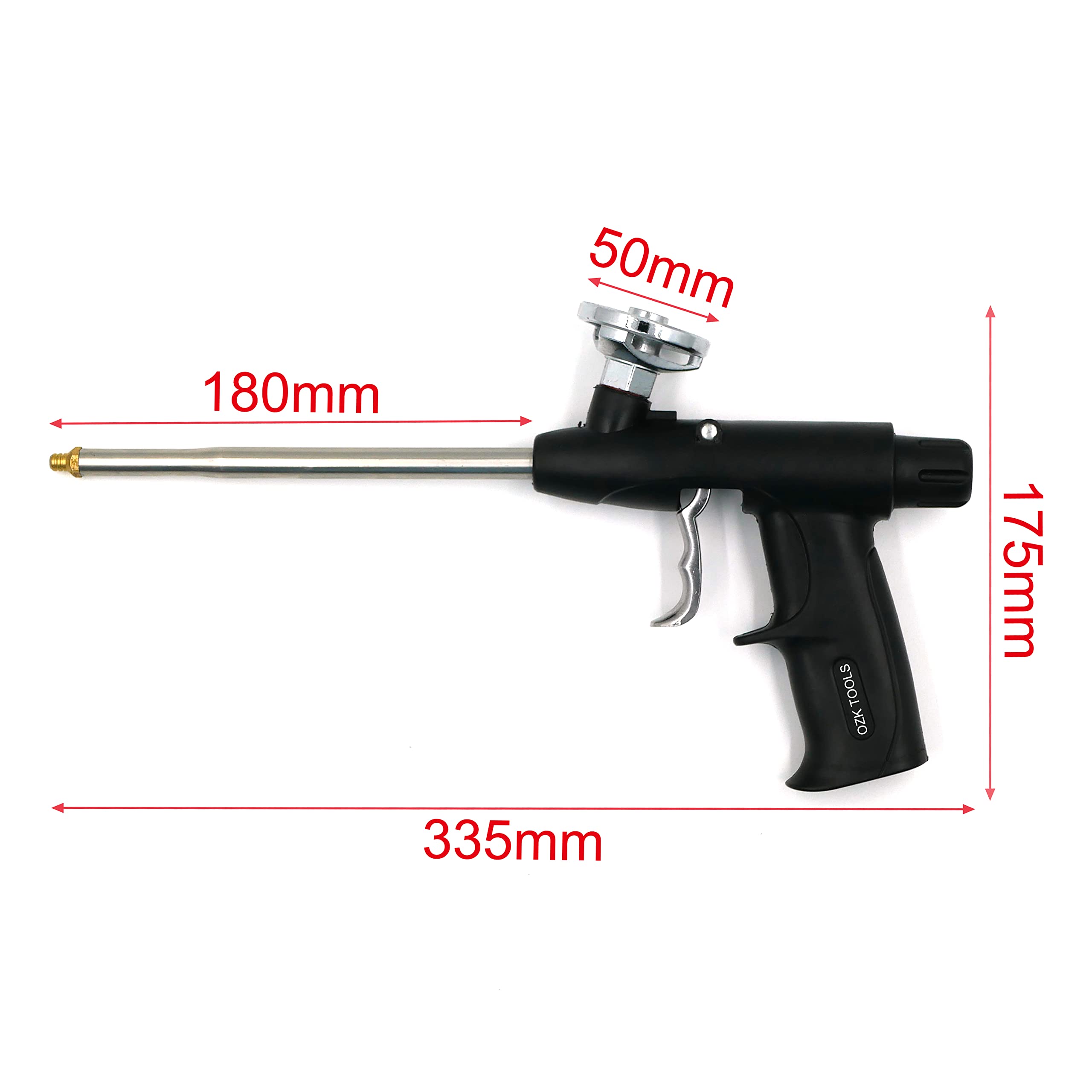 OZKLUX® Pistola per schiuma PU in plastica - Pistola per uso con schiuma poliuretanica per edilizia (1k & 2k 750ml)