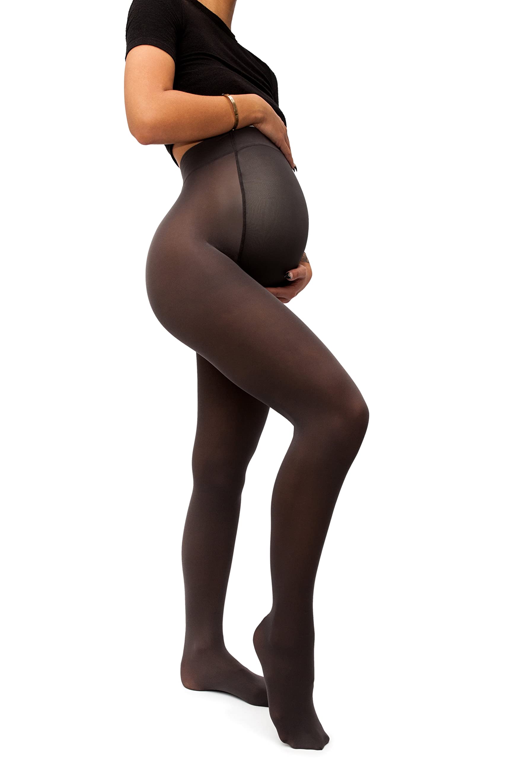 Sofsy Women's Grey Opaque 50 Denier Maternity Tights, Over Bump Pregnancy Tights - L