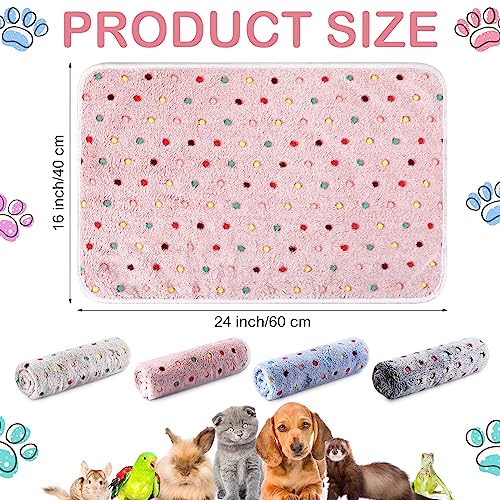 Image of Reginary 4 Pcs Waterproof Guinea Pig Blankets Washable Small Animal Fleece Bedding Guinea Pig Cage Liners Reusable Training Pads Pet Pee Pad Sleep Mat for Hamster(Colorful Dot,24 x 16 Inch)