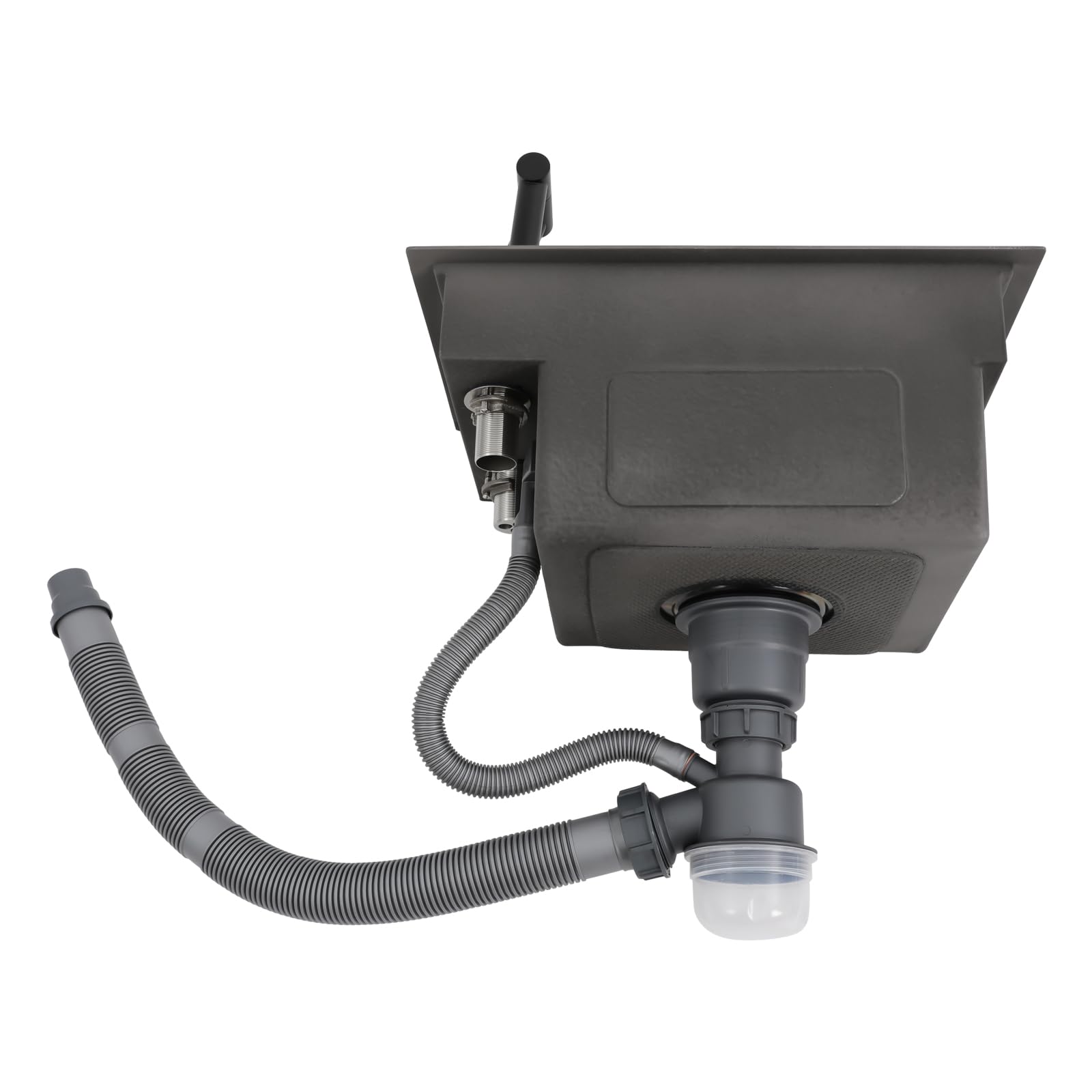 Lave-linge en acier inoxydable gris avec couvercle, évier de cuisine caché, robinet chaud et froid pliable à 360°, évier simple 45 x 30 x 23 cm, pour usage domestique et cuisine commerciale