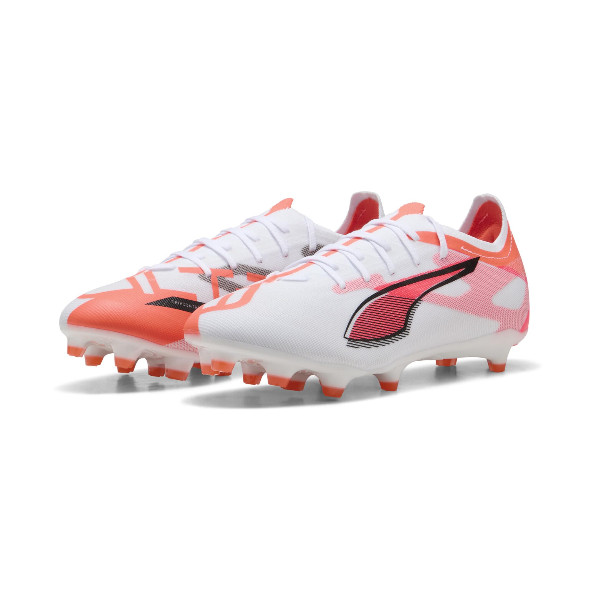 Puma - Ultra 5 Match FG/AG, Zapatillas de fútbol Unisexo, Puma White-Puma Black-Glowing Red,