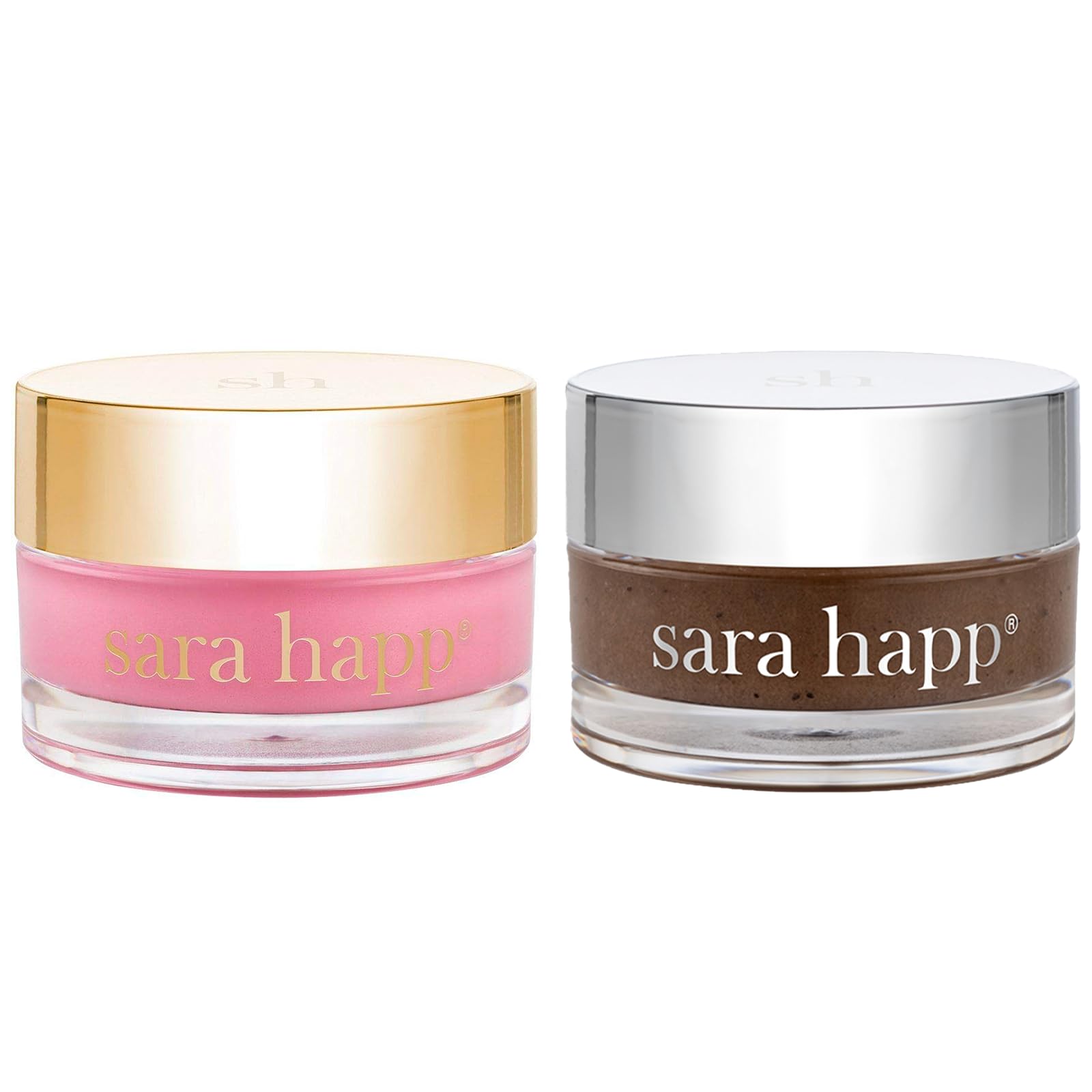 Sara Happ Sweet Clay Mask + Vanilla Bean Sugar Lip Scrub Duo - Exfoliating Lip Treatments, Moisturizers for Dry and Flaky Lips, Vegan (0.47 Oz and 0.5 Oz jars)