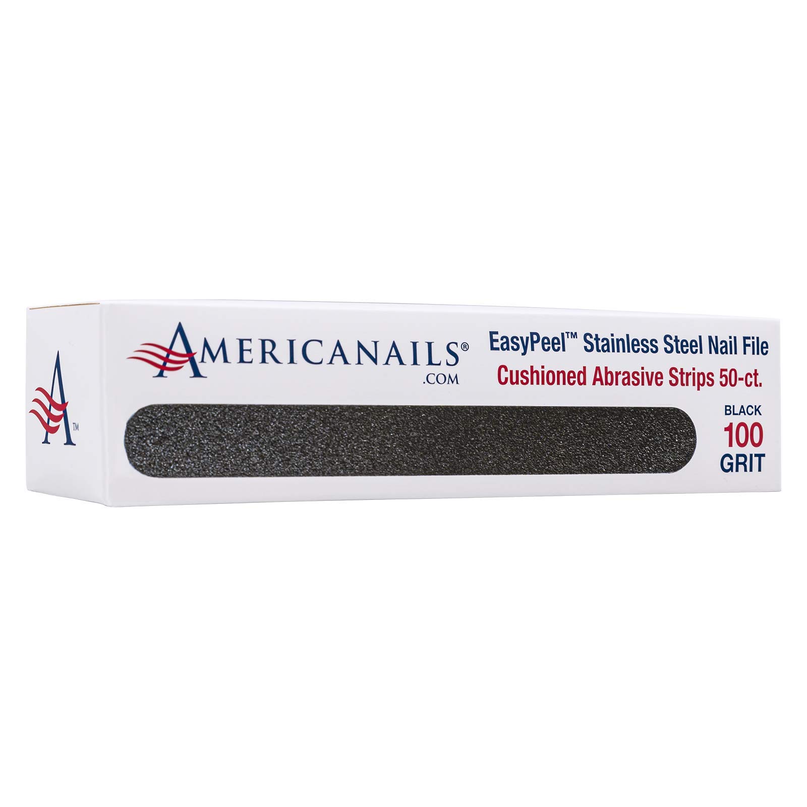 Americanails EasyPeel Manicure Nail File Cushioned Abrasive Strips 50ct (100 Grit Black)