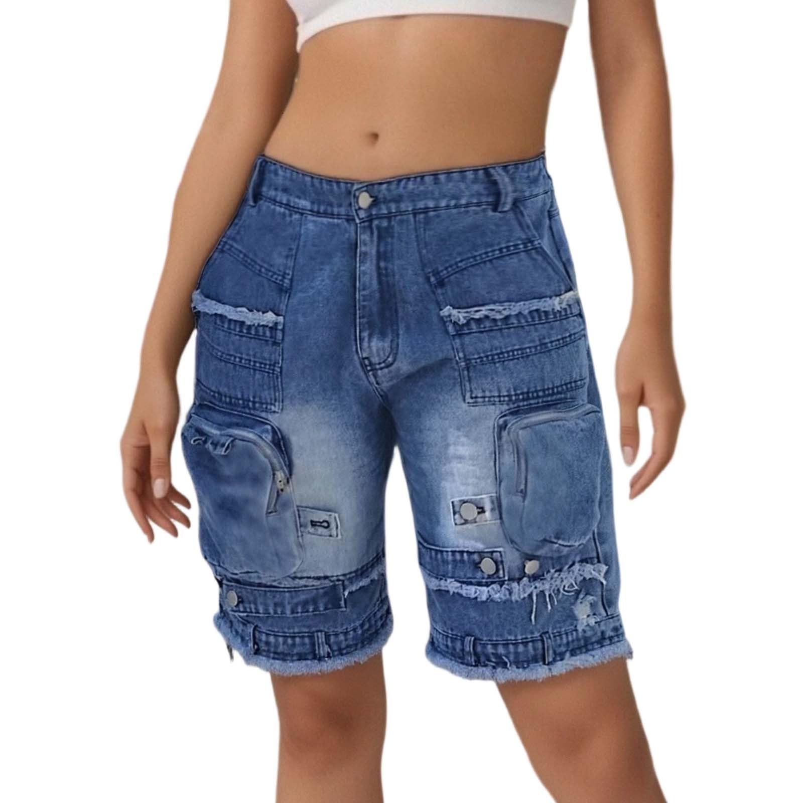 Generico Jeans Corti Donna Shorts Texani Spiaggia Vita Bassa Corsa Pantaloncini Eleganti Wide Leg Alta Allenamento Baggy Estivi Tennis Mare