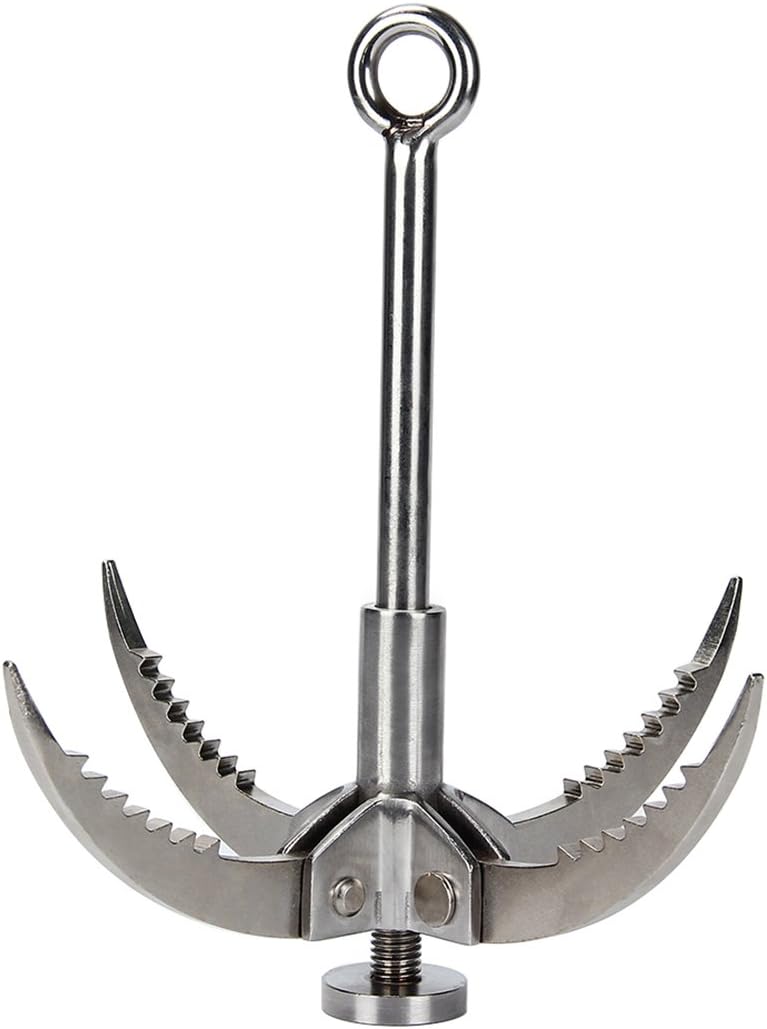 Latinaric Stainless Steel Grappling Hook with 4 Folding Claws for Camping Hiking Survival Tree Rock Mountain Climbing Load 350 KG