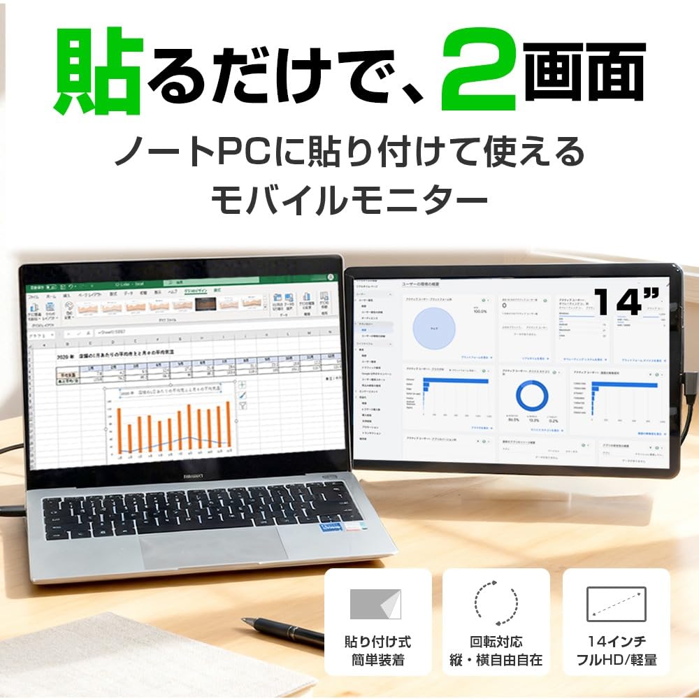 Amazon.co.jp: WINTEN モバイルモニター 14インチ WT-140NF-BK ノート