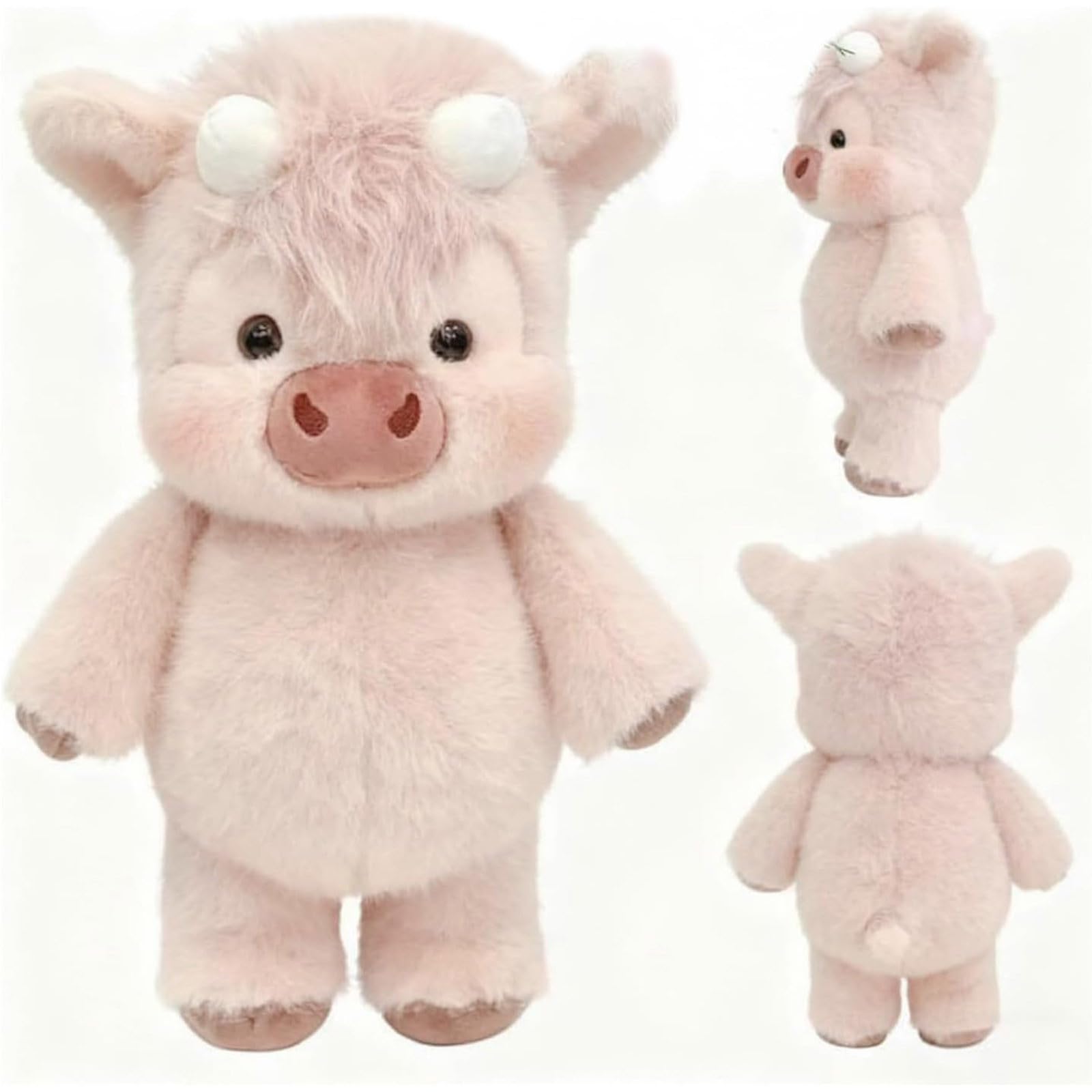 Highland Cow Soft Plush Toy – Adorable Furry Running Cow Stuffed Animal for Stress Relief and Emotional Support