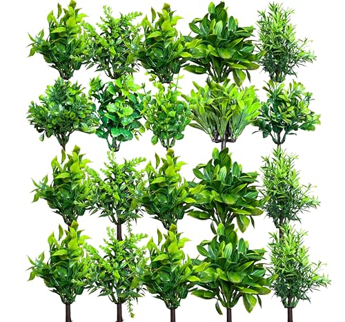 Image of Litleo Artificial Plants Mini Fake Plants, Small Eucalyptus Faux Decorative Grass Plant Without Pot for Home Decor, Indoor, Office, Desk, Shelf, Table Decoration, Art (8)