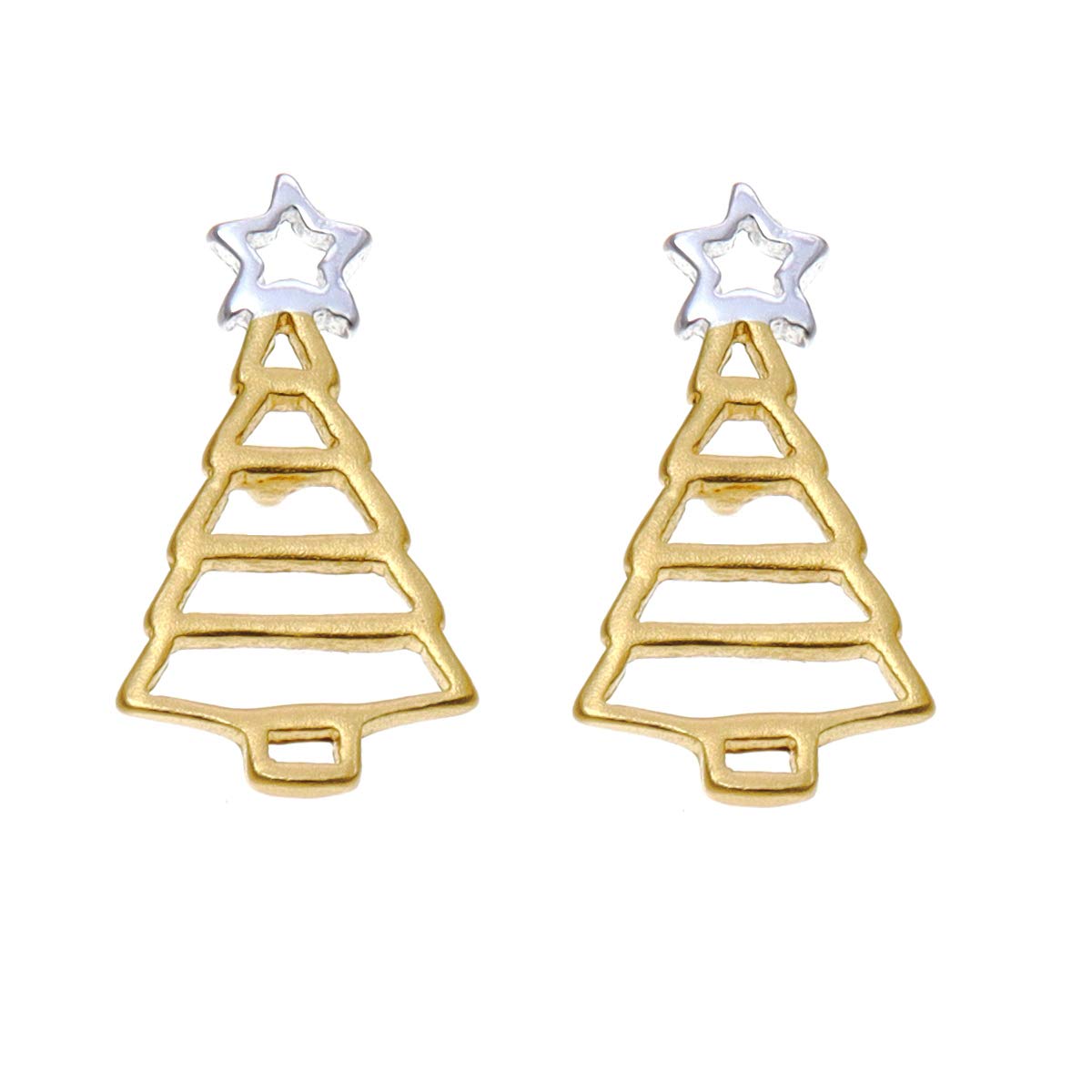 Alexander Castle Chrismas Tree Stud Earrings Gold-Plated 925 Sterling Silver Earrings for Women with Jewellery Gift Box - Gift for Women