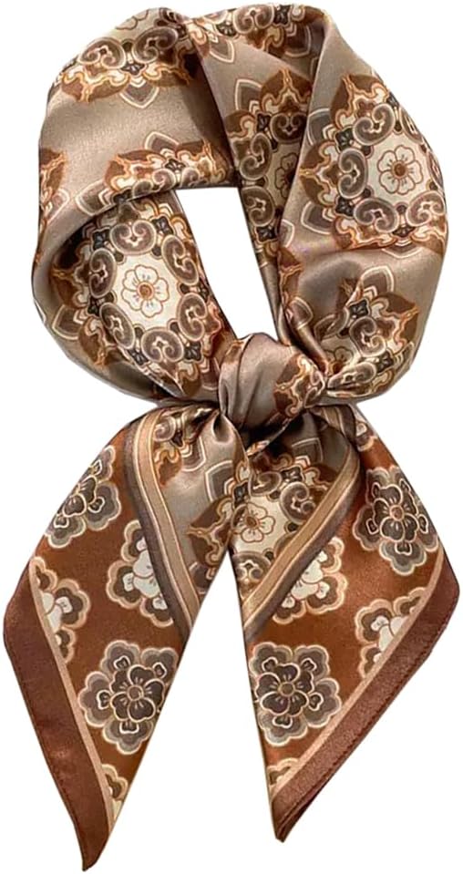 ANDANTINO 100% Mulberry Silk Scarf -21” Lightweight Square Neckerchief – Breathable Digital Printed Scarves with Gift Packed