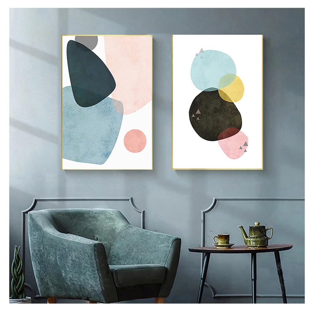 WUHBCZ Canvas Paints,Abstract Wall Art Posters And Prints Canvas Painting Wall Pictures Nordic Poster Abstract Geometry for Living Office Room Decoration-60 * 70cm*2PCS (No Frame)