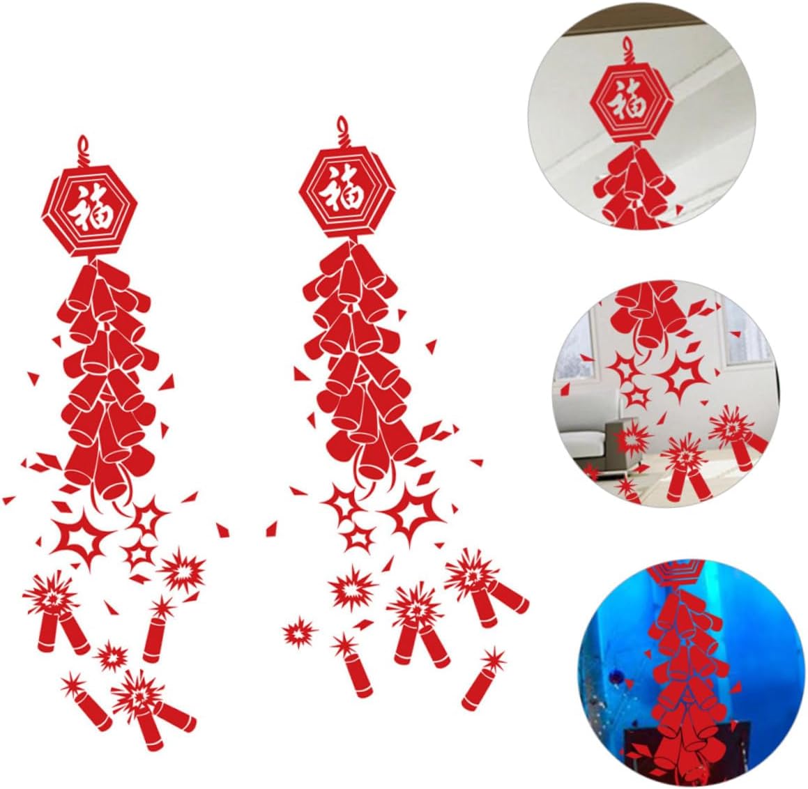 Spring Festival Window Stickers Removable Glass Decals Chinese New Year Door Decorations Festive Spring Festival Glass Stickers for Home and Office