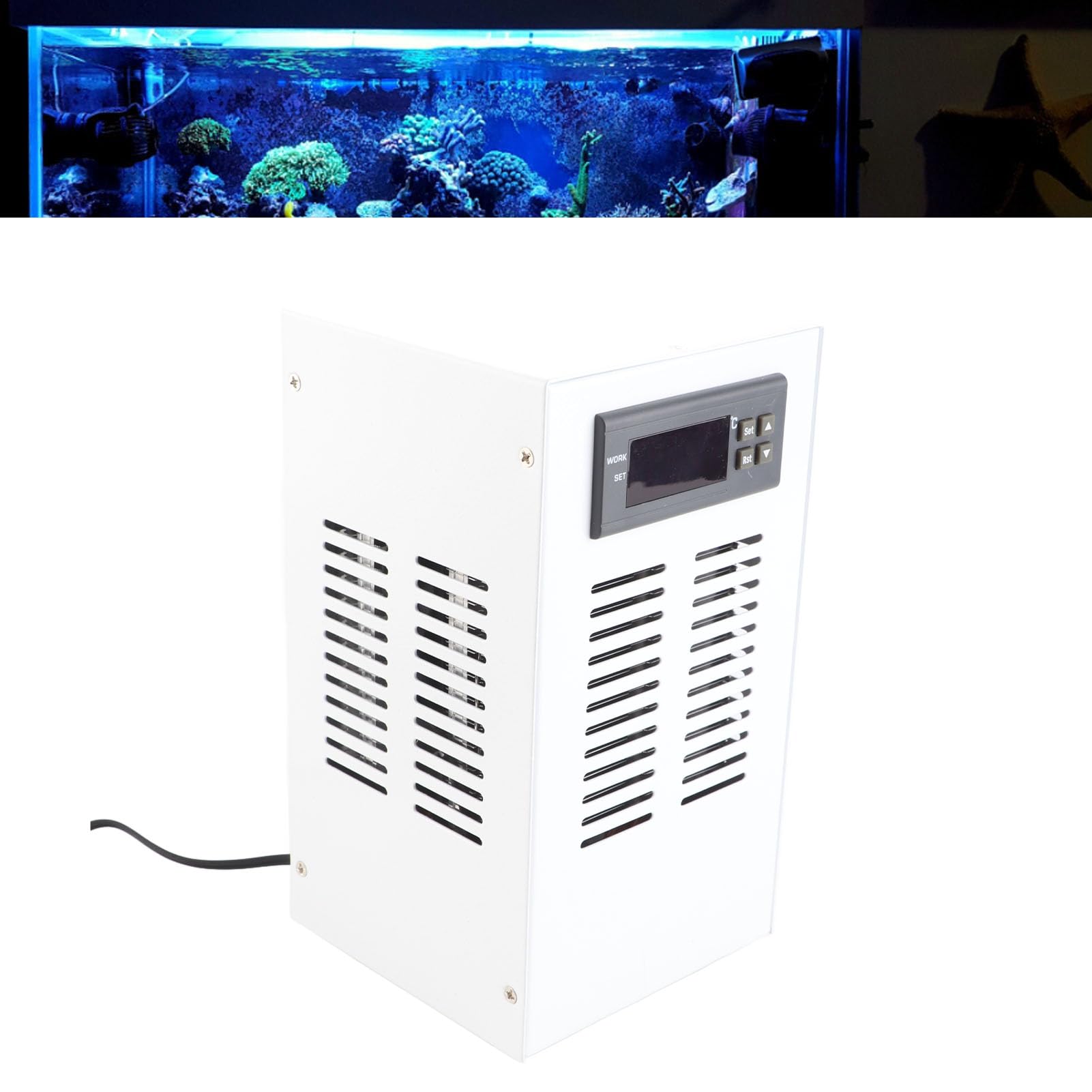 Enfriador de tanque de agua, enfriador de acuario, 3 L/min 30‑35 DB Sistema de enfriamiento silencioso con bajo nivel de ruido, para mascotas hidrofíticas (enchufe de la UE)
