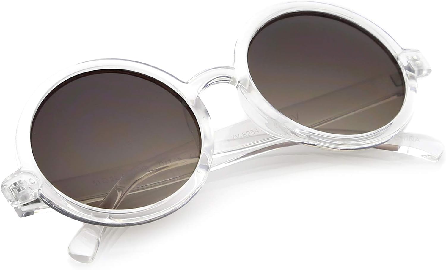 zeroUV Trendy Round Retro Sunglasses for Women, UV400 Vintage Horn Rimmed Neutral-Colored Lens 52mm (Clear/Lavender) - Image 5