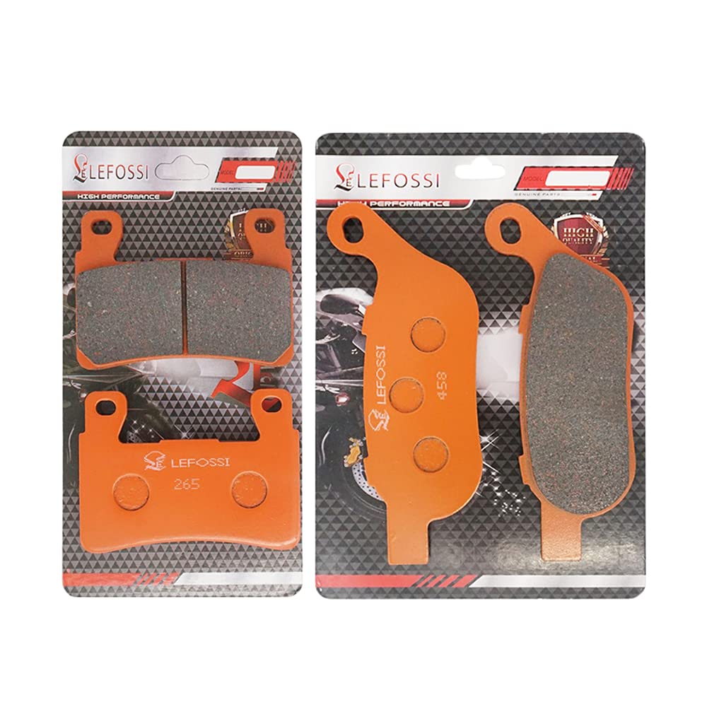 LE LEFOSSIMotorcycle Front Rear Carbon Fiber Brake Pads Compatible with Harley Davidson FLSTFBS Fat Boy S FLSS Softail Slim S 2016-2017 FA296F FA458R
