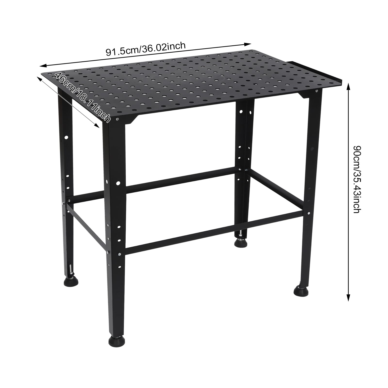 Mesa de trabajo de metal con capacidad de carga de 1320 libras, color negro, para taller e industria, mesa de trabajo de metal con capacidad de carga de 1320 libras, color negro, para taller e