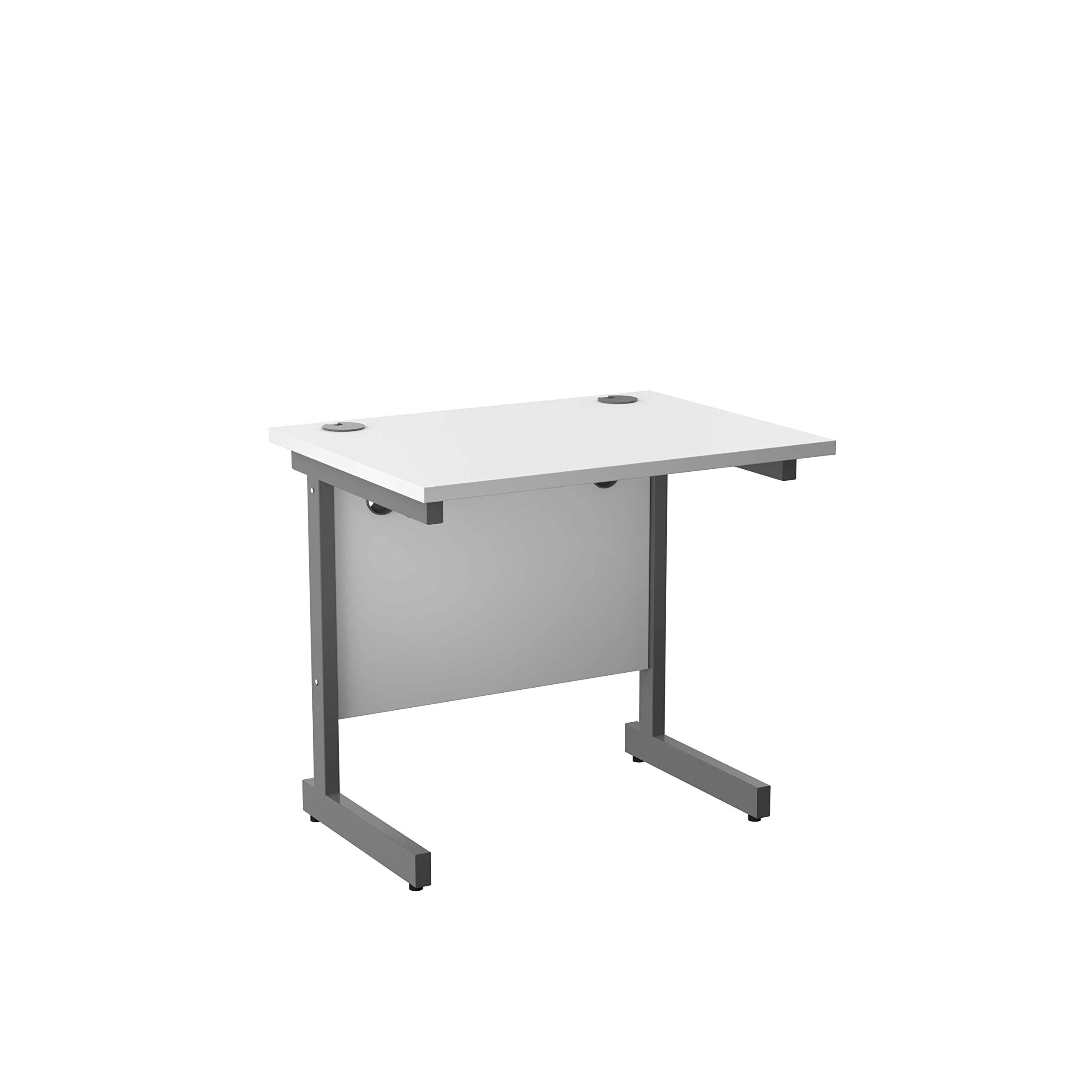 Office Hippo Heavy Duty Rectangular Cantilever Desk - Home Office Table + Integrated Cable Ports, PC Desk - 5 Yr Warranty - Silver Frame/Oak Top, 120cm x 80cm — view 83