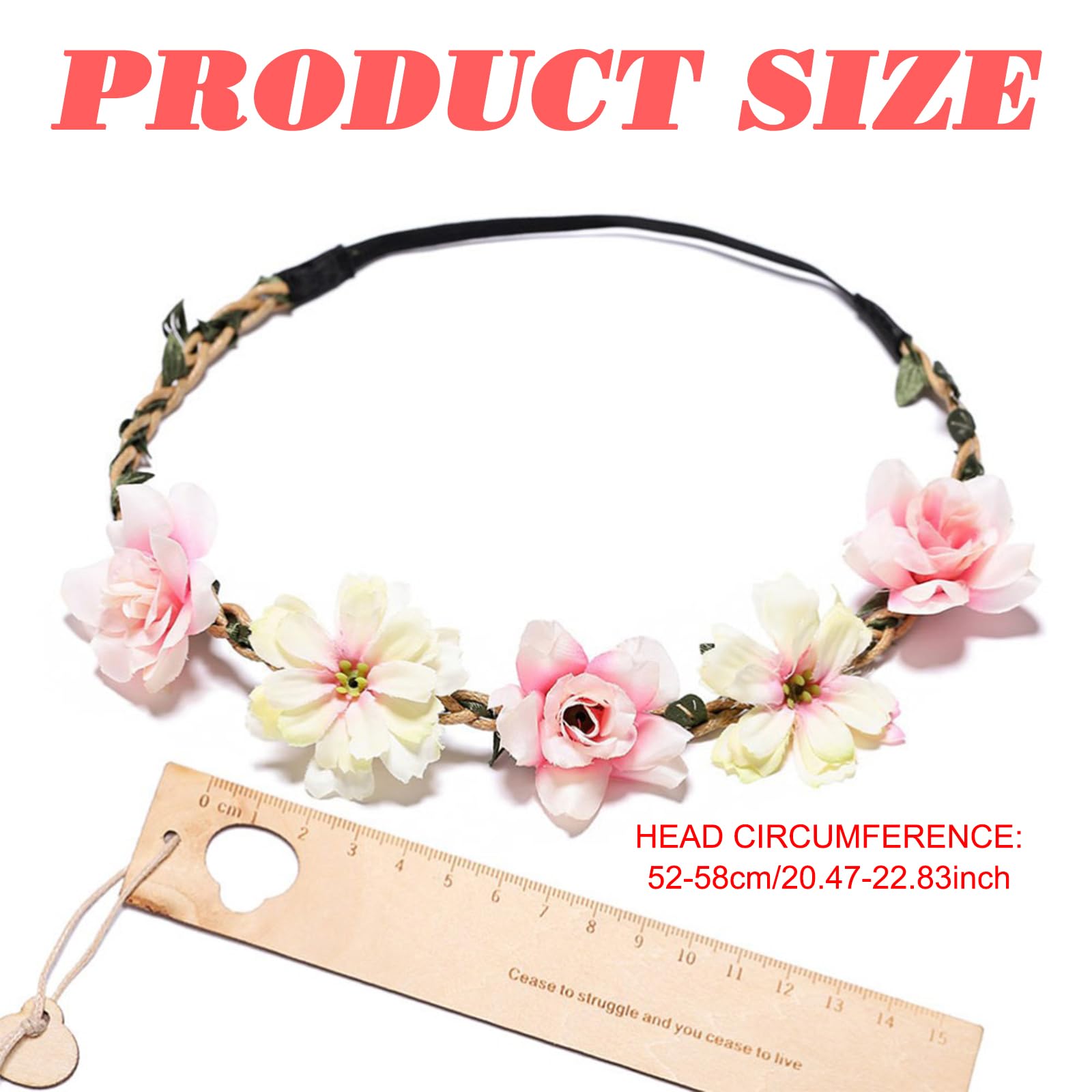 KASESSS 6 Pieces Flower Crown, Flower Headband, Multicolour Flower Hair Band - Image 3