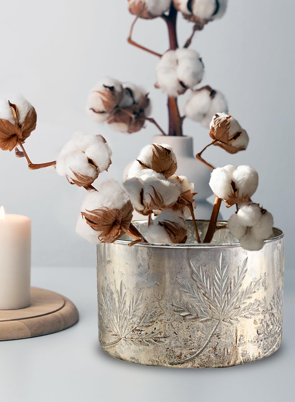 Serene Spaces Living Silver Glass Cylinder Vase, Use for Floral Arrangements or as Candle Holder, Cylindrical Shape Offers Endless Design Options, Measures 7" Diameter & 5 1/4" Tall