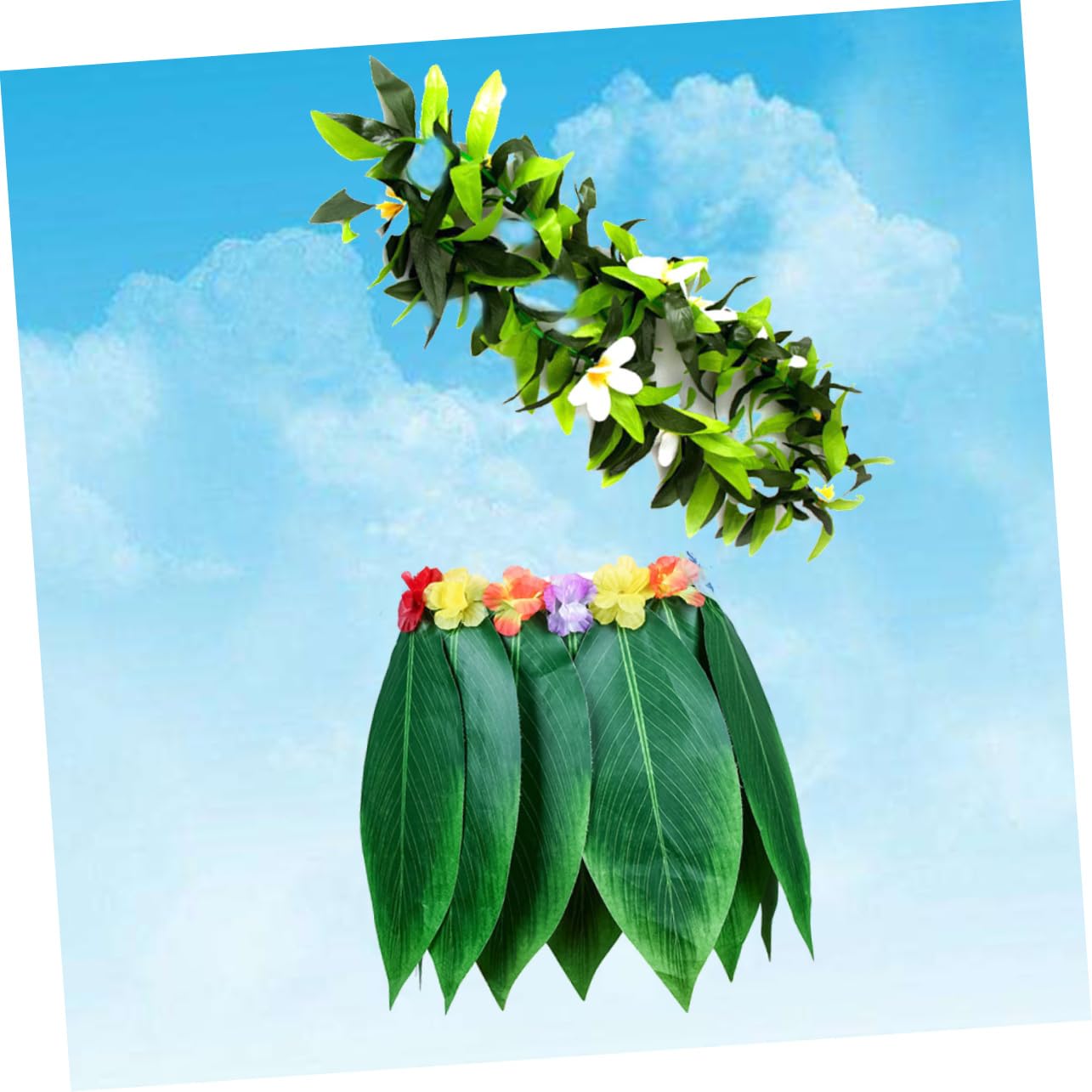 Holibanna 2Piezas Falda Hawaiana Guirnalda para Fiesta Luau y Decoración Tropical Falda para Adultos