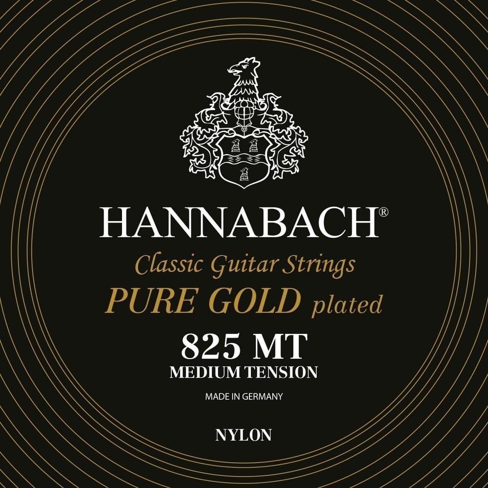 Hannabach Series 825 Classical Guitar Strings Medium Tension Special Gold-Plated Complete Set