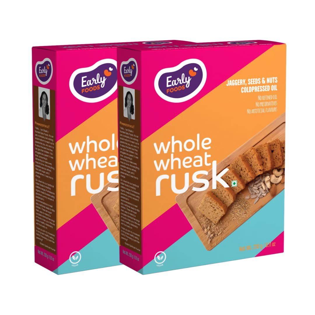 Early Foods - Pack of 2: Early Foods Whole Wheat Rusk | Wheat Toast | Toast Biscuits | Atta Rusk | No Maida Rusk| Kids Snack | 210g x 2 (B0D76P98XL) Amazon Price History, Amazon Price Tracker