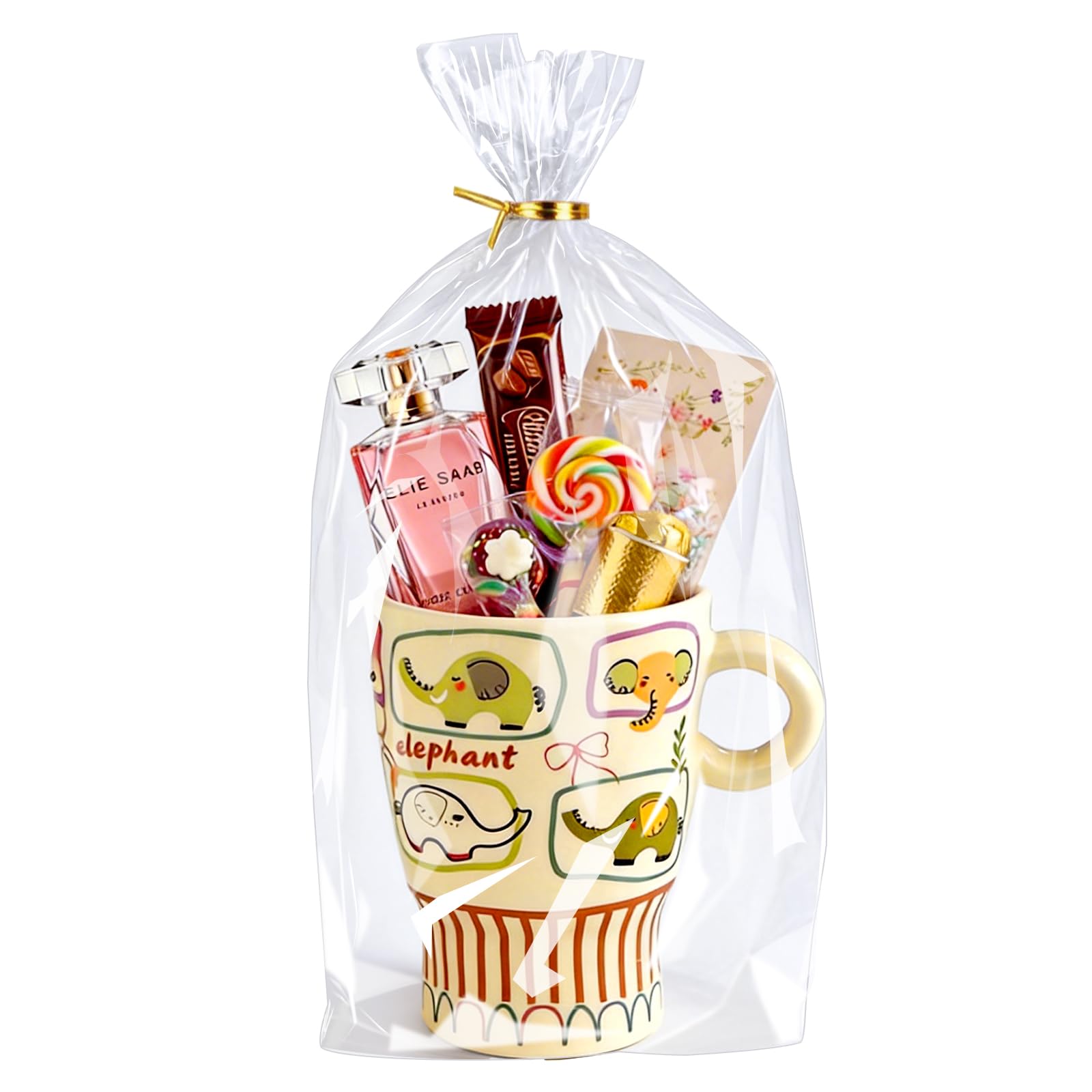 PigPotParty Cellophane Gift Bags 8x14 Inch, 50 Pack, Clear Goodie Bags