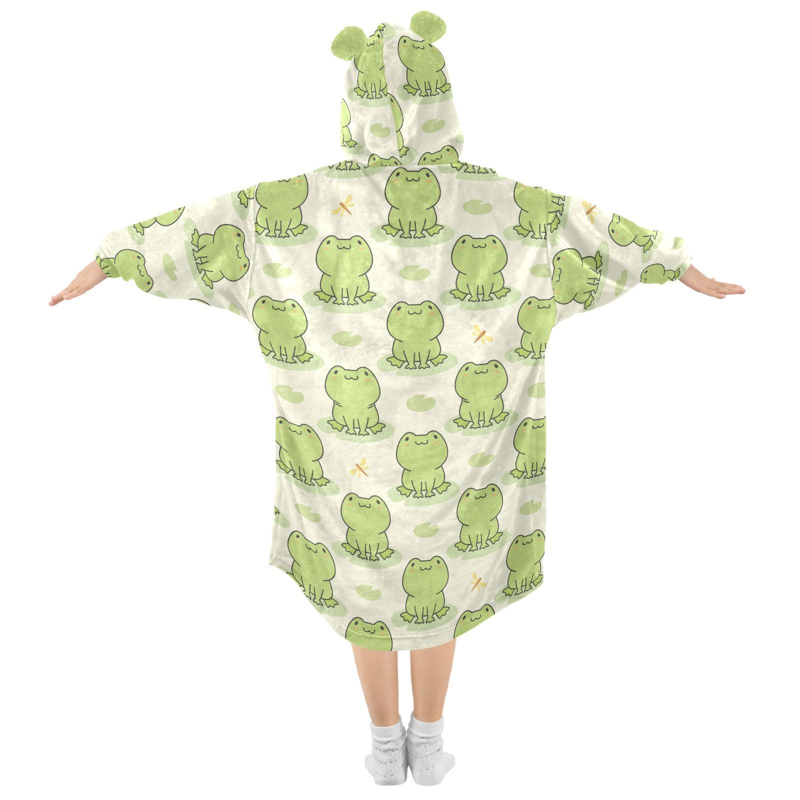 Oversized Blanket Hoodie for Kids Adult Girls Boys Fleece Hoodie Blanket Cute Frog Super Warm Plush Wearable Blanket Hoodie Sweatshirt with Roomy Pocket - Image 2