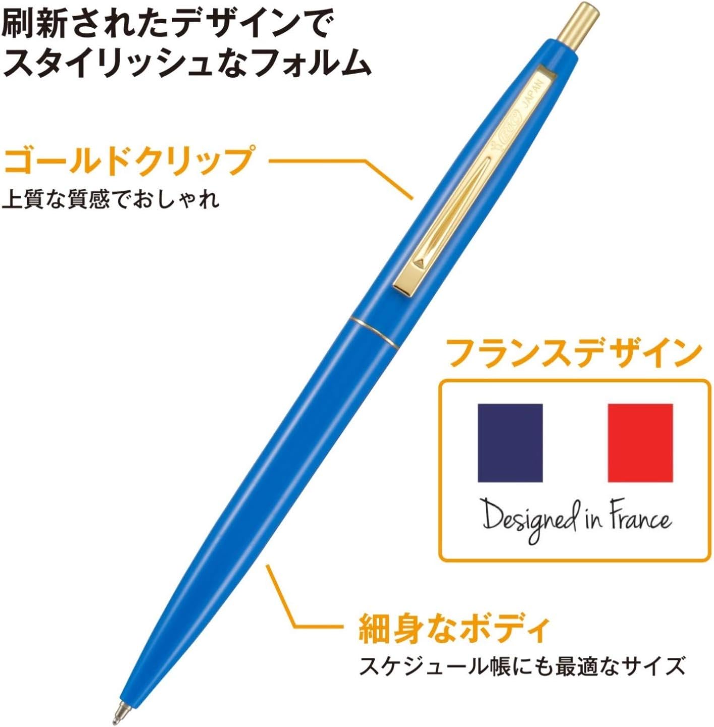 Bic Japan CLG05-IBLRF5 Ballpoint Pen, Click Gold, 0.5, Oil-based, Black, Smooth, Ice Blue Axis, Refill, Set of 5 image 3