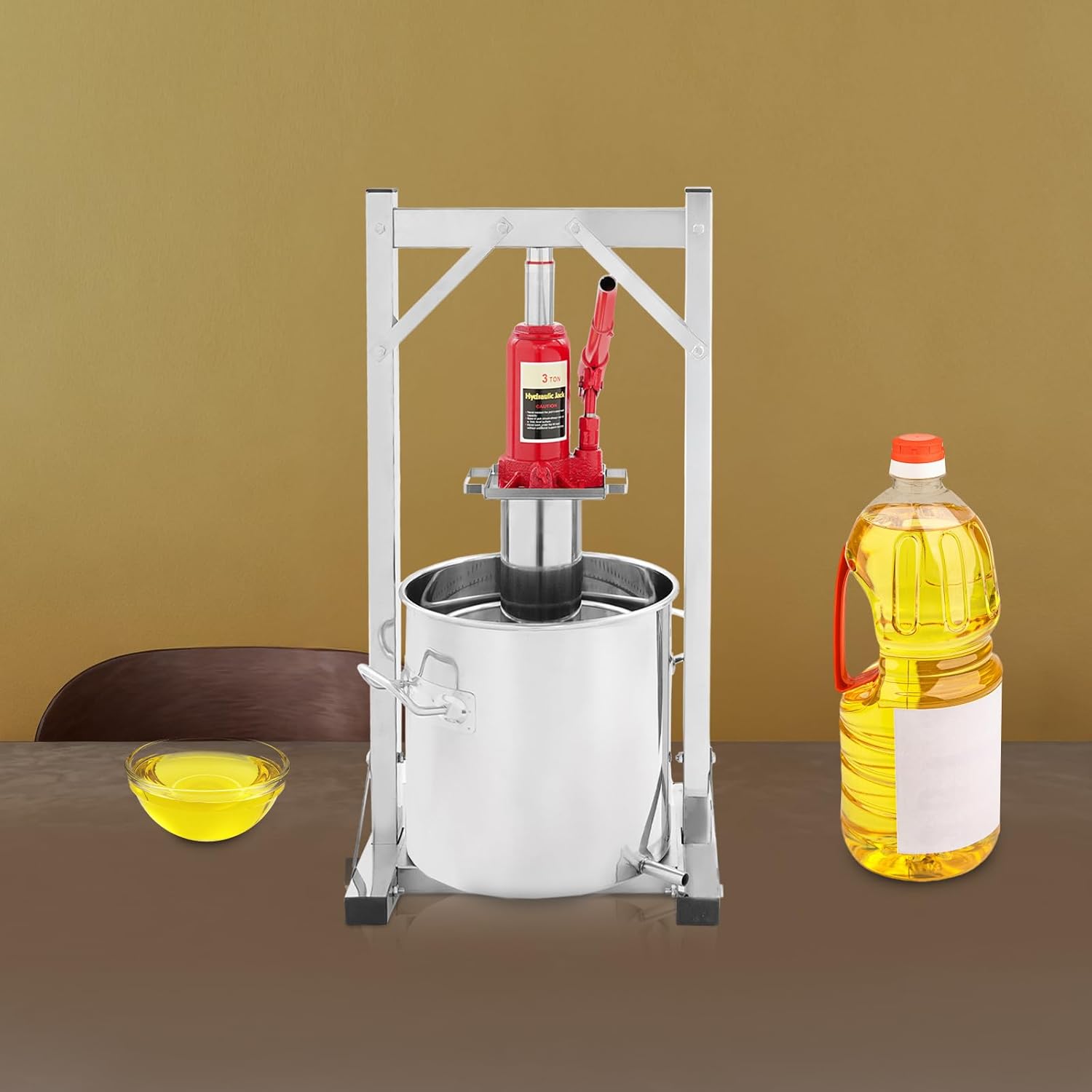 12L / 3.2 Gal Manual Hydraulic Wine Press with Dual Stainless Steel Barrels - Fruit Juicer for Cider Grape Apple Tincture Olive Oil Making