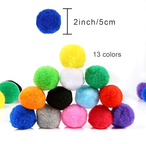 Miniatura 3 de Pllieay 120 pompones surtidos muy grandes de 2 pulgadas, para manualidades y manualidades, 13 colores