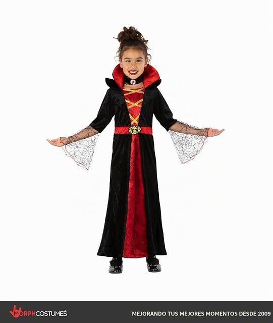 Foto 4 de 8 de Morph Disfraz Vampiro Niña, Disfraz Vampiresa Halloween Niña, 12-14 años
