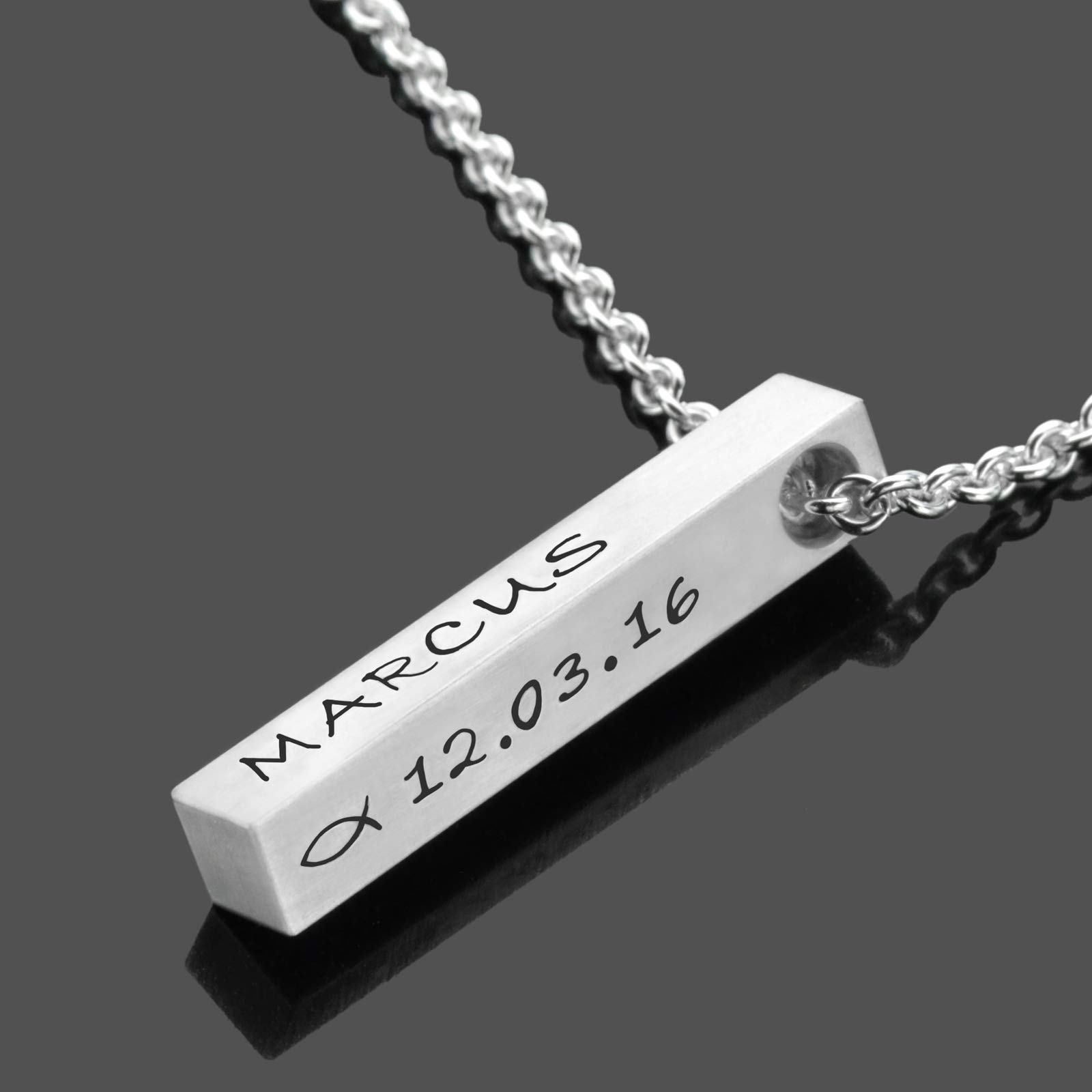 Kette Konfirmation Kommunion Junge Gravur Stabanhänger FBML BLESSING personalisierbare Silberkette Geschenk Firmung Jugendweihe Patengeschenk Bar