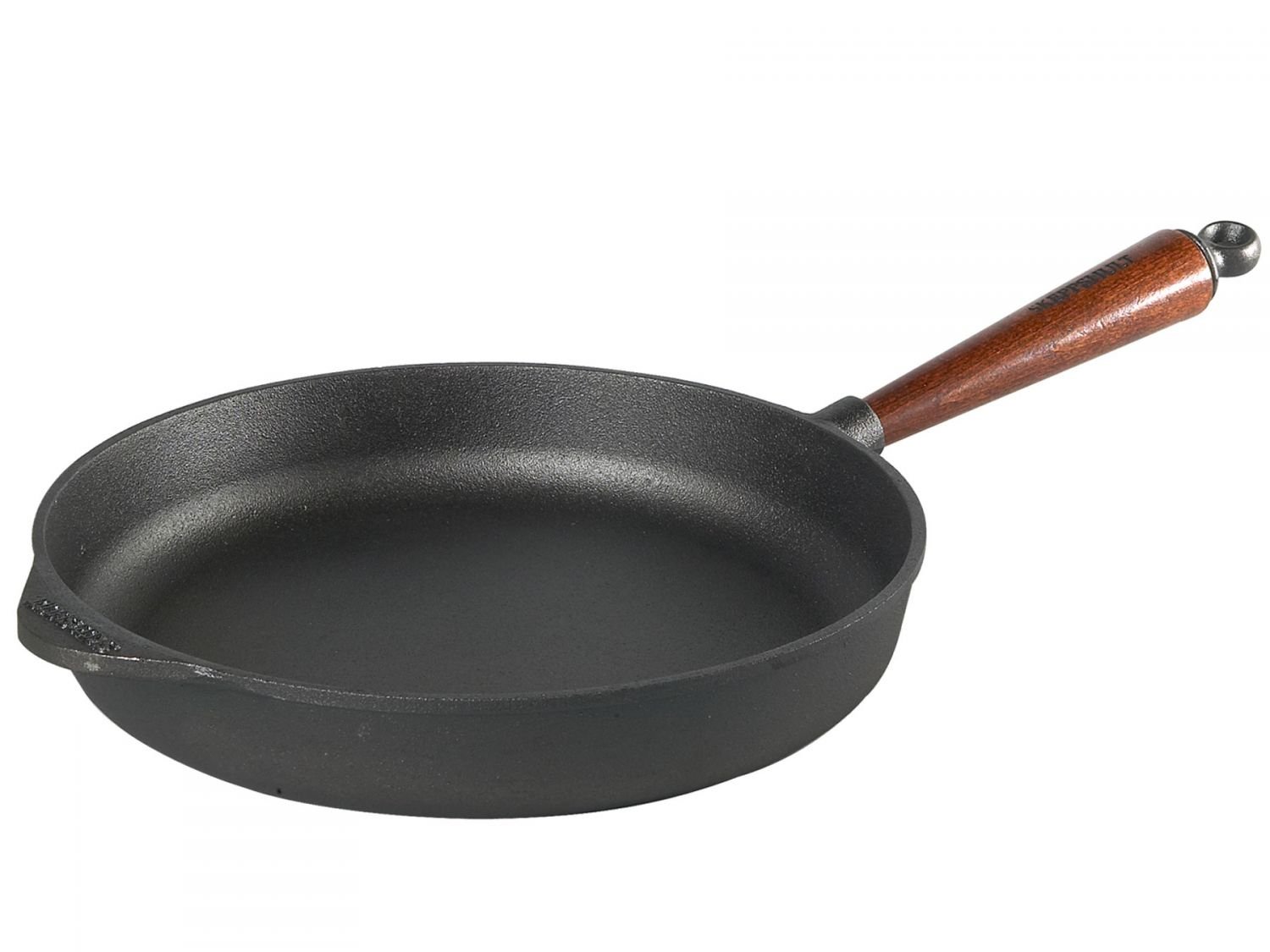 Skeppshult Pfanne Holzgriff Bratpfanne/Servierpfanne/Grillpfanne/Wok Gusseisen + Prymo Mikrofasertuch Farbe Servierpfanne, Größe 25 cm