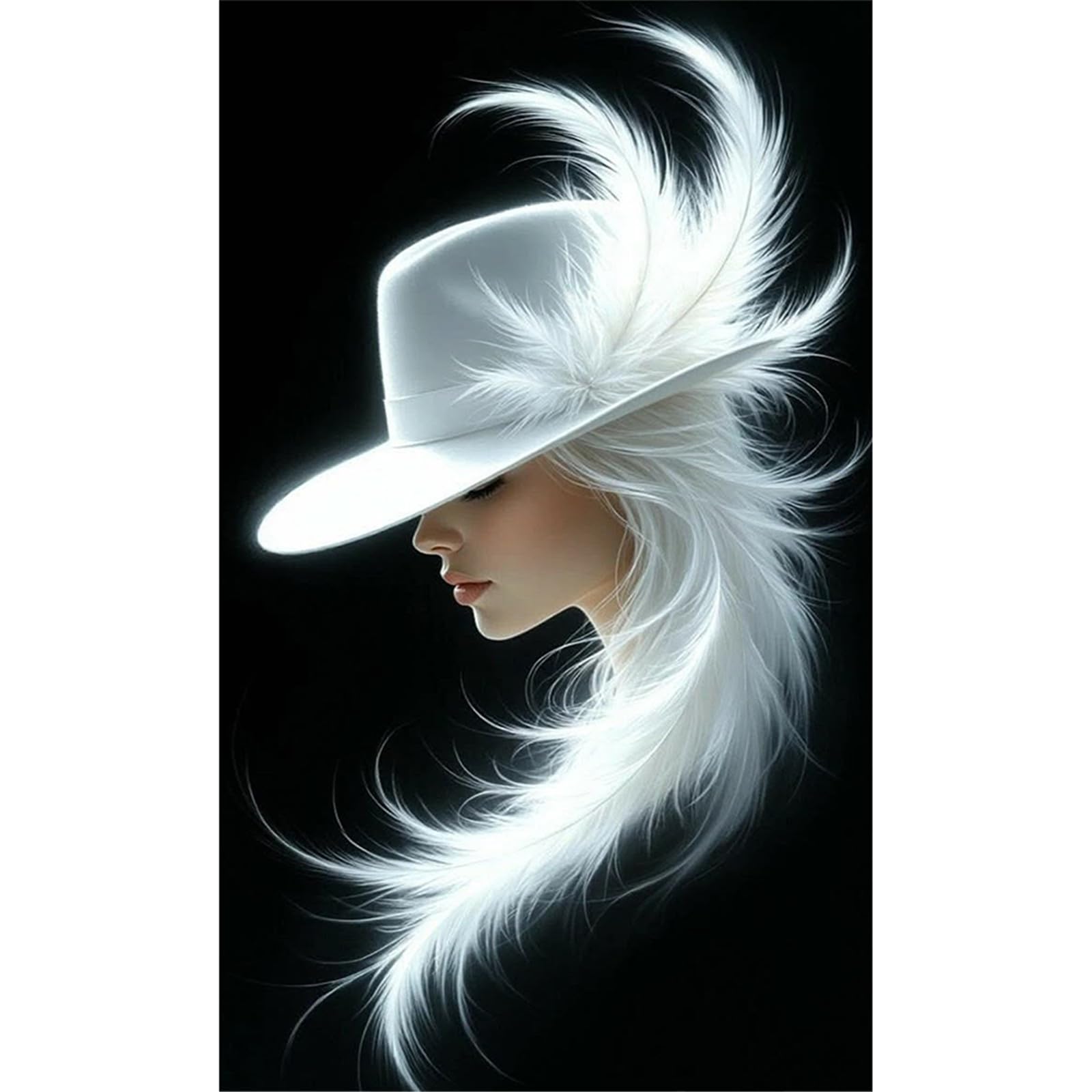POETRYDRAW White Lady Full 11CT DIY Stamped Needlework Embroidery Kit 11.81x19.68inch Embroidery Needlepoint Starter Kits Cross Stitch Art and Crafts Kits for Beginners Adults Home Decor (White Lady)