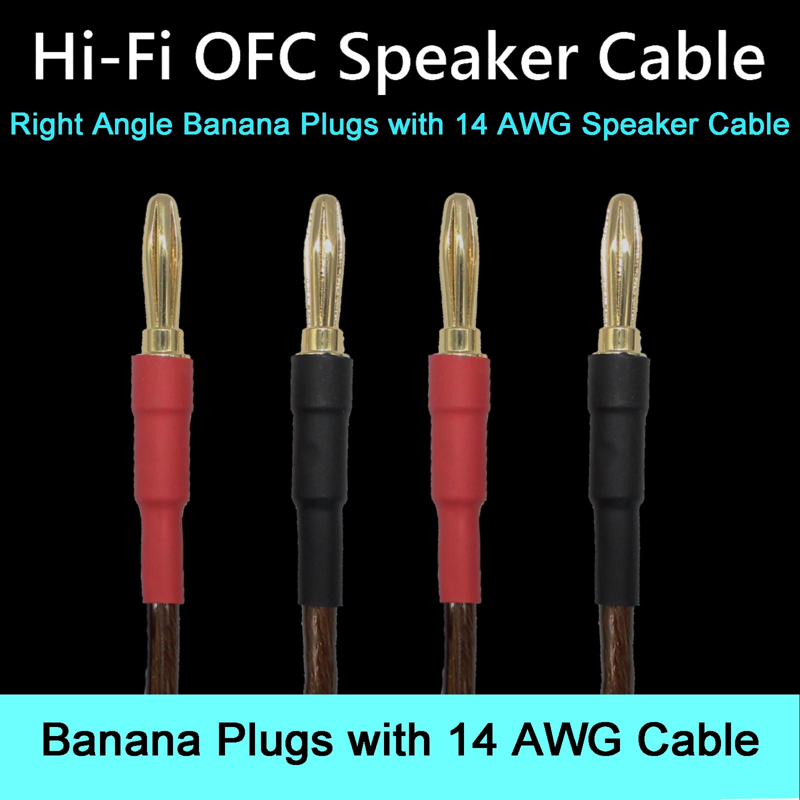 HHDZI 14 AWG Cable Wire with Banana Plugs (2 Pack, 16.4 ft - 5 M)