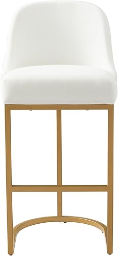 Miniatura 4 de Leick Home 214403 Barrelback Taburete de bar con base de metal, juego de 2, para encimeras de cocina elevadas, mesas altas y bares, asiento moderno