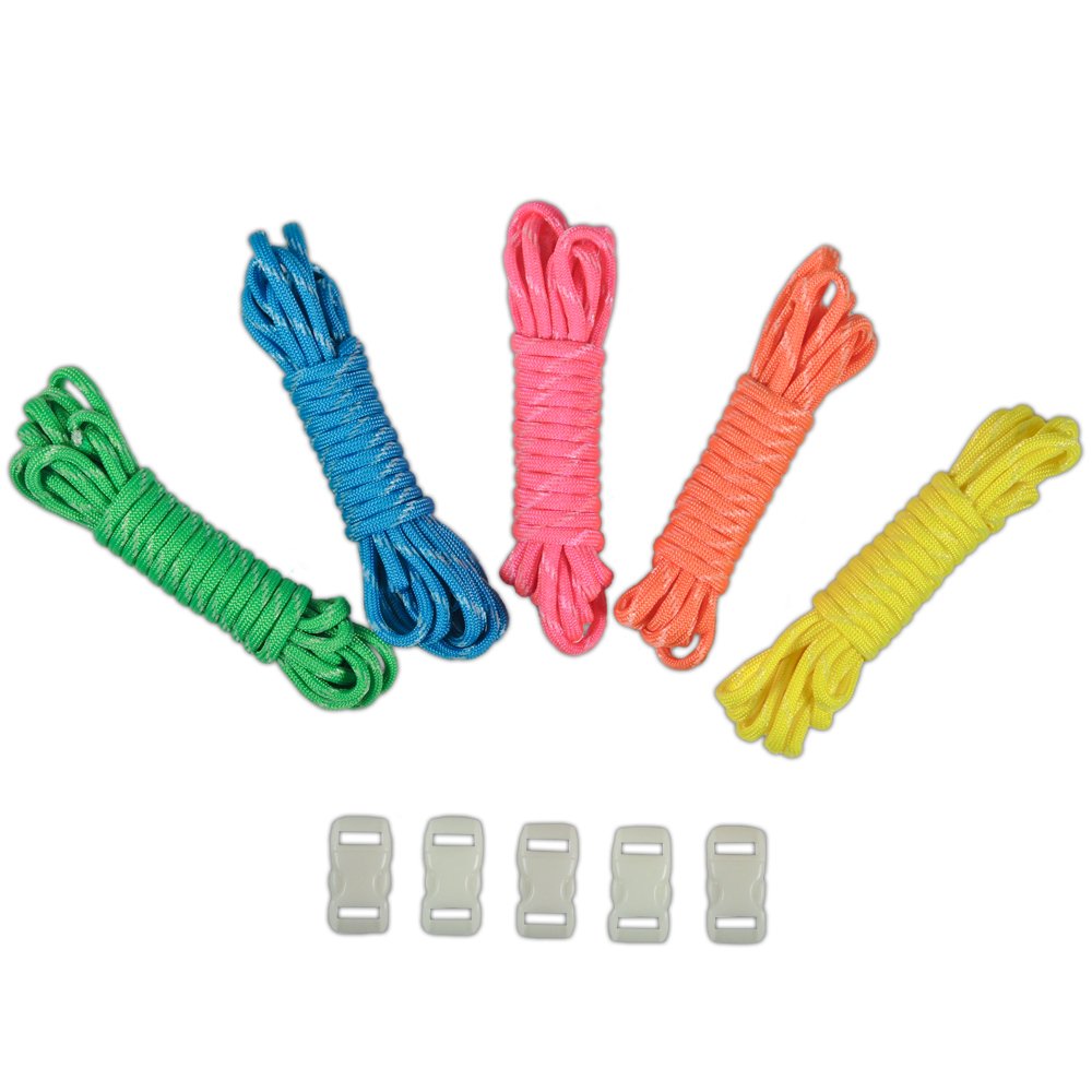 PARACORD PLANET 550Lb Type Iii Paracord Combo Crafting Kits With Buckles Glow In Dark Neons (W/ Gid Buckles) โ image 1