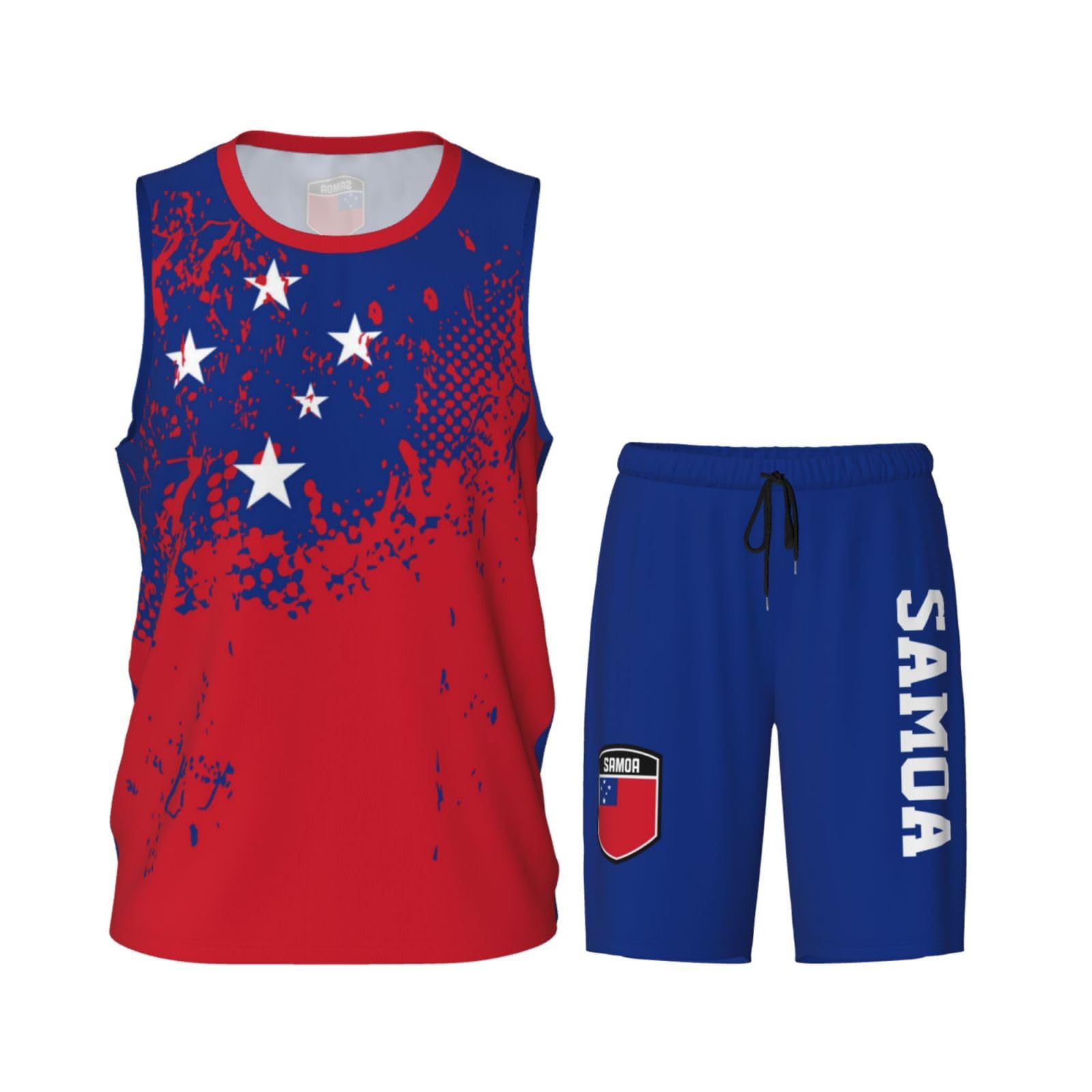 Samoa Flag Grain (2) Basketball Jersey Uniform Suit for Men Adults Training Athletic Set