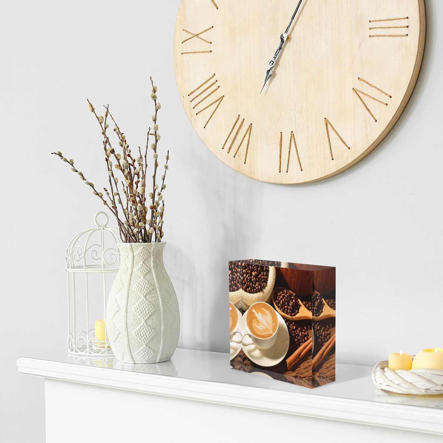 Presents for Friends Cafe Latte and Brown Coffee Beans Acrylic Home Office Shop Decorations Presents for Boss, Housewarming Presents, Presents for Office Staff image 3
