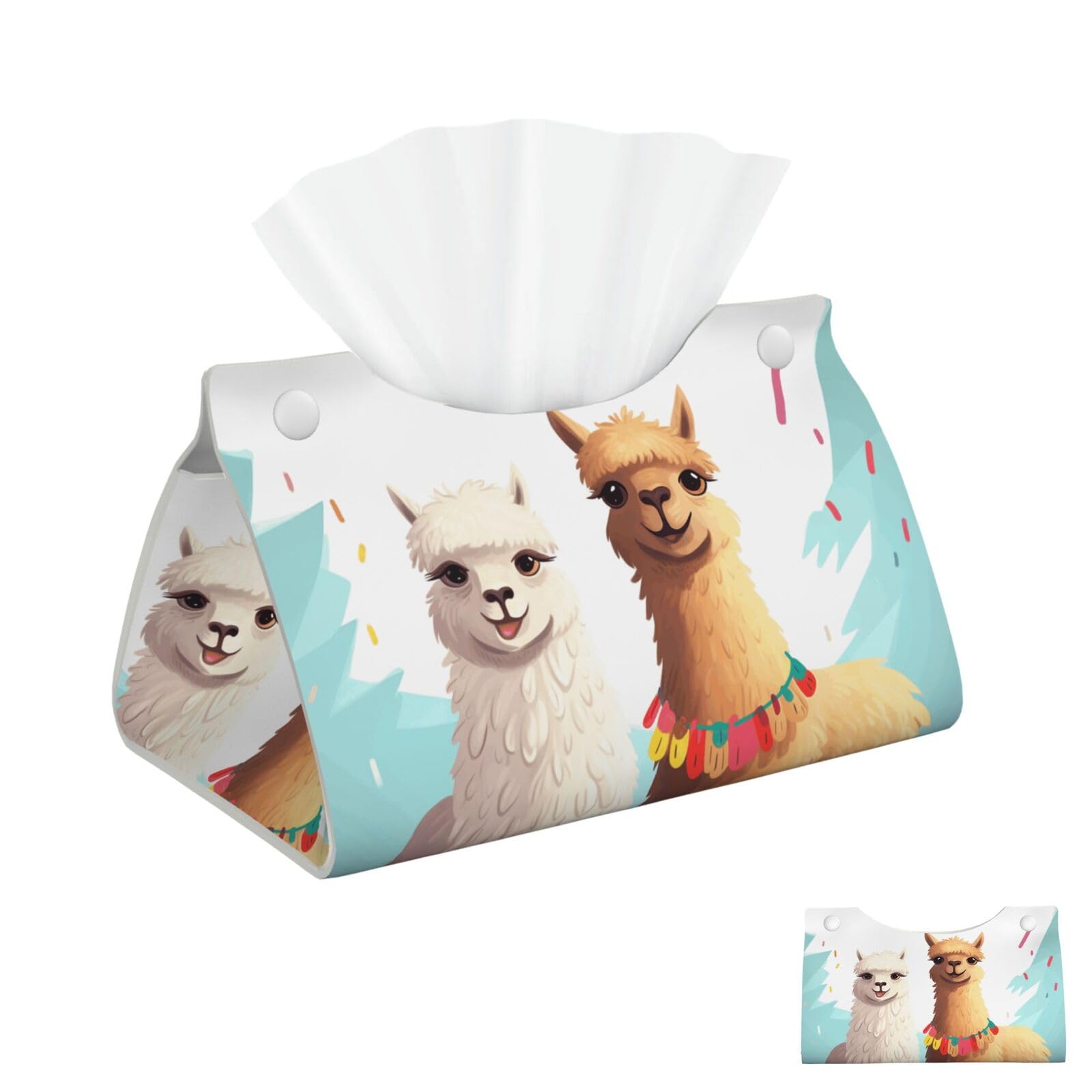 Llama Alpaca Tissue Box Cover Square Cube Boxes