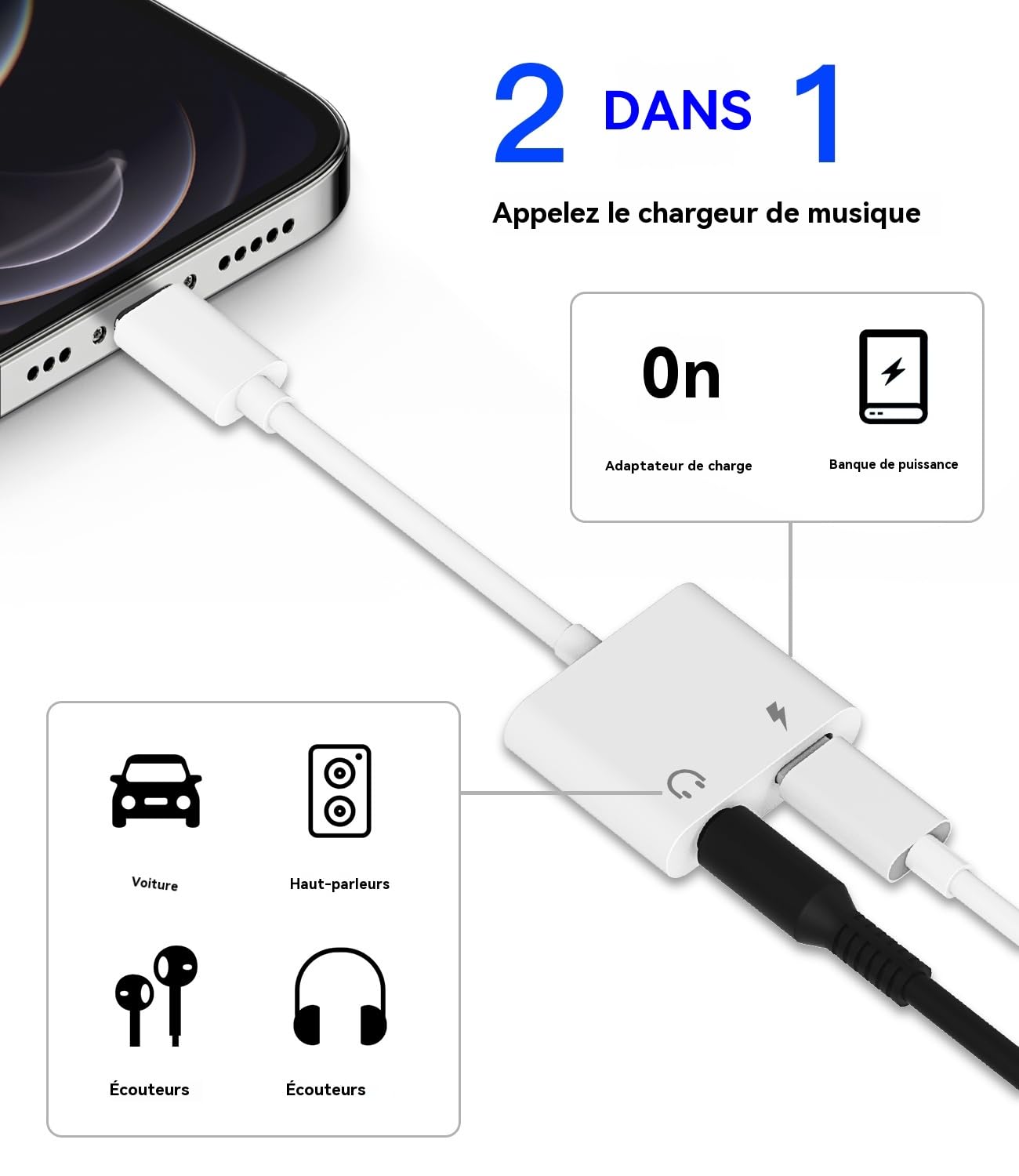 thumbnail: Lightning Naar 3.5mm Hoofdtelefoonadapter 2-in-1 Met Opladen - MFI Gecertificeerd Voor IPhone 14, 13, 12 Pro Max, IPad & AUX Splitter
