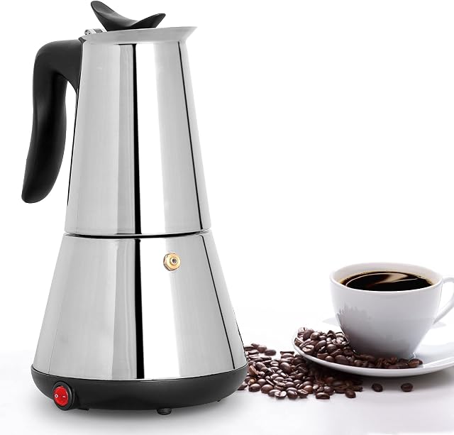 MXBAOHENG Electric Moka Pot Espresso Coffee Maker 6 Cups Coffee Mocha Pot Stainless Steel (220V)