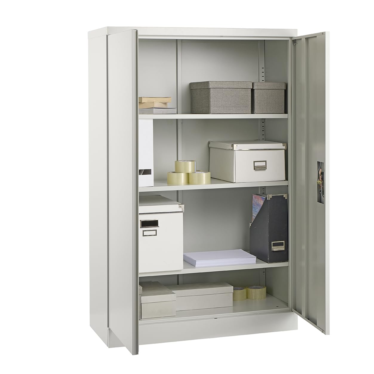 MMT Furniture - Armario de Almacenamiento de Acero Gris, archivador de 2 Puertas con Cerradura para el hogar, Oficina, Documentos, archivadores, despensa, 3 estantes, 75 x 40 x 140 cm