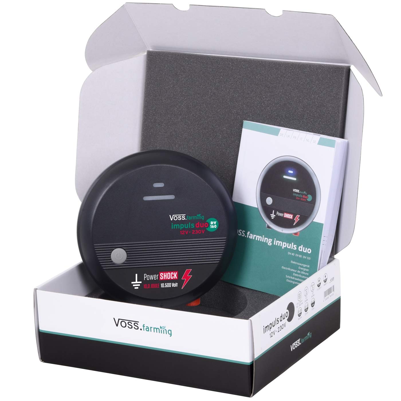 VOSS.farming Weidezaungerät Impuls Duo DV160, 12V 230V, 7J, Elektrozaungerät, Stromgerät Weidezaun, Elektrozaun, SmartControl