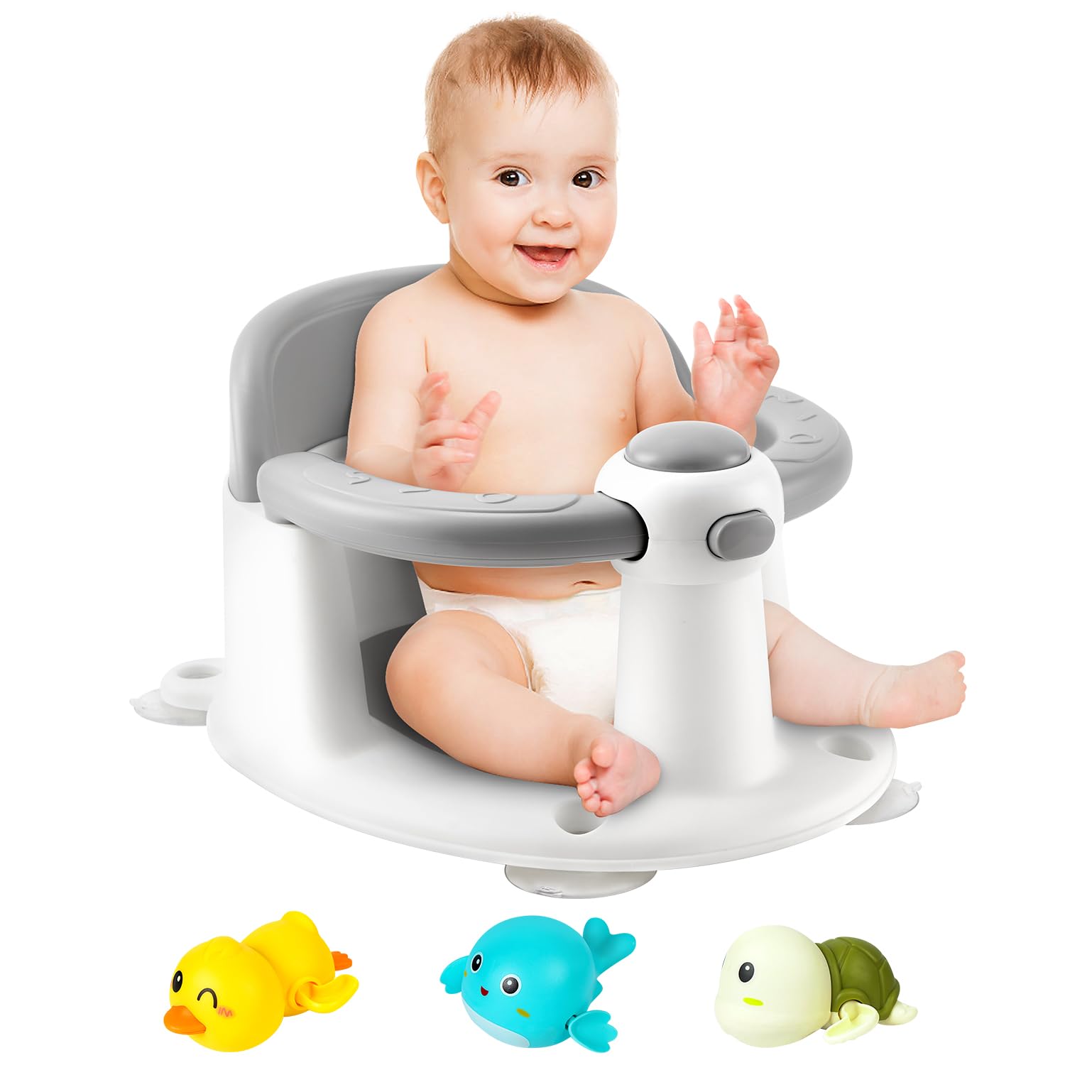 Baby Bath Seat, Infant/Toddler Sit Up Bathtub Seat for 6-12-24 Months, Baby Bath Essentials Chair, Great Shower Gifts for Newborn and New Mothers