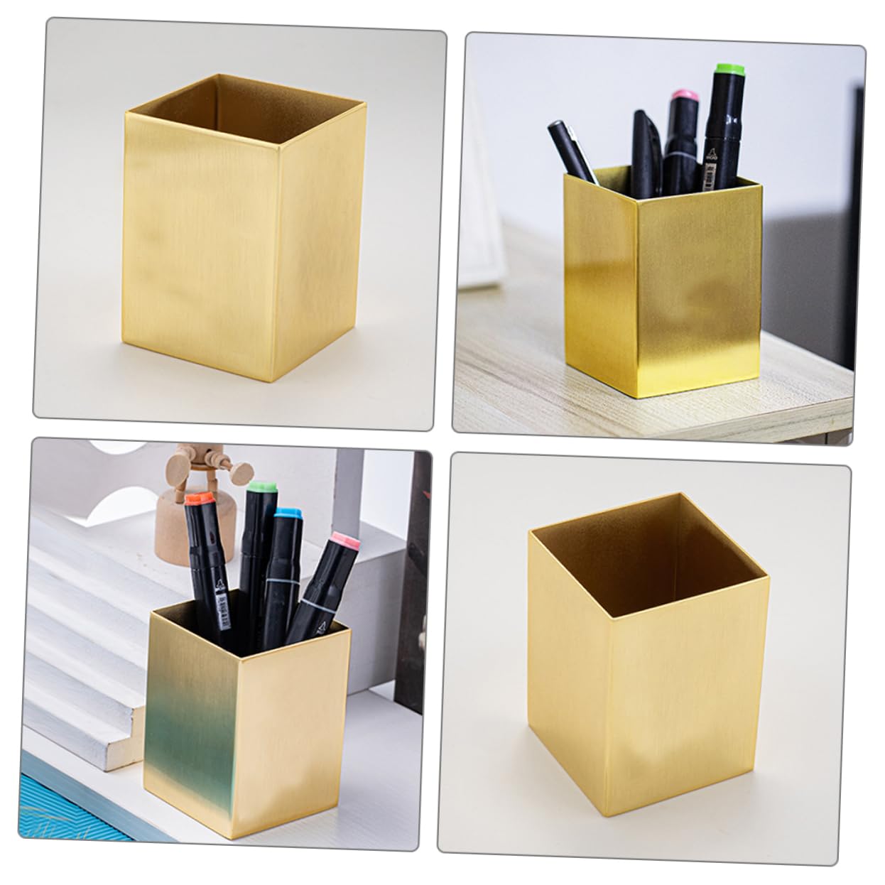 Portapenne in Acciaio Inox Contenitore da Scrivania Organizer per Cancelleria Portaoggetti Multifunzionale Design Compatto