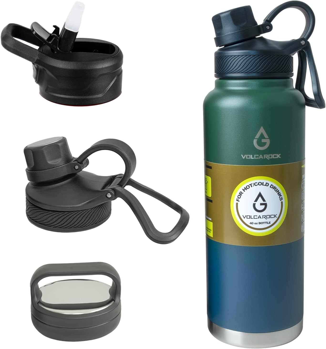 VOLCAROCK Wide Mouth Water Bottle with Straw Lid Dustproof